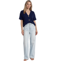 Blusa Riviera Azul Tricot em V Sanaa